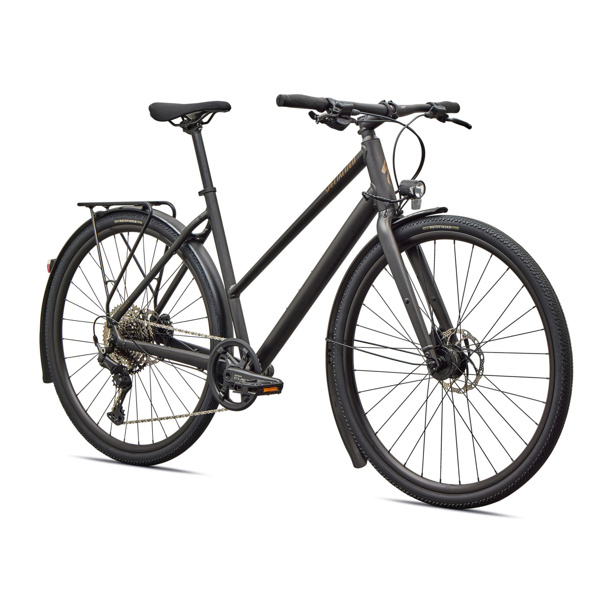 Specialized Sirrus X 3.0 Step-Through EQ fitness dviratis | Satin Metallic Obsidian - Burnt Gold Metallic