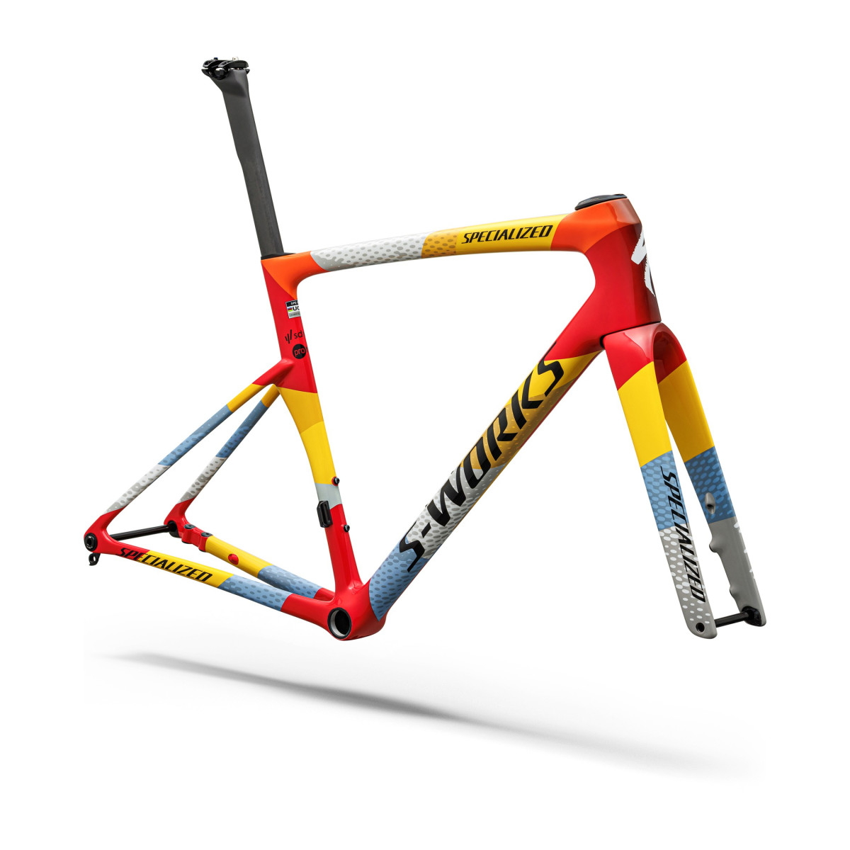 S-Works Tarmac SL9 rėmas | SD Worx - Protime | Gloss Vivid Red - Yellow - Dolomite Metallic