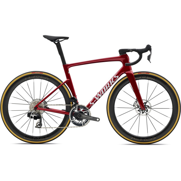 S-Works Tarmac SL9 plento dviratis | SRAM Red AXS | Gloss Ruby Metallic - White Silver Metallic
