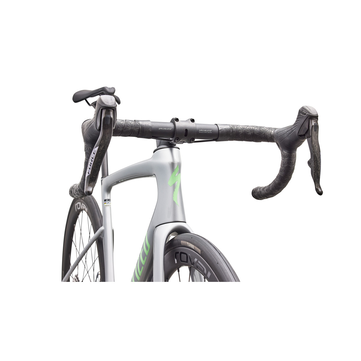 Specialized Tarmac SL9 Expert plento dviratis | SRAM Force AXS | Gloss Silver Dust - Powder Lime