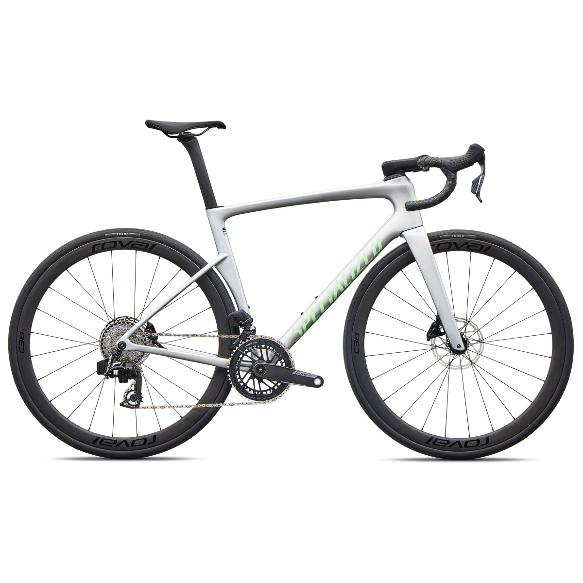 Specialized Tarmac SL9 Expert plento dviratis | SRAM Force AXS | Gloss Silver Dust - Powder Lime