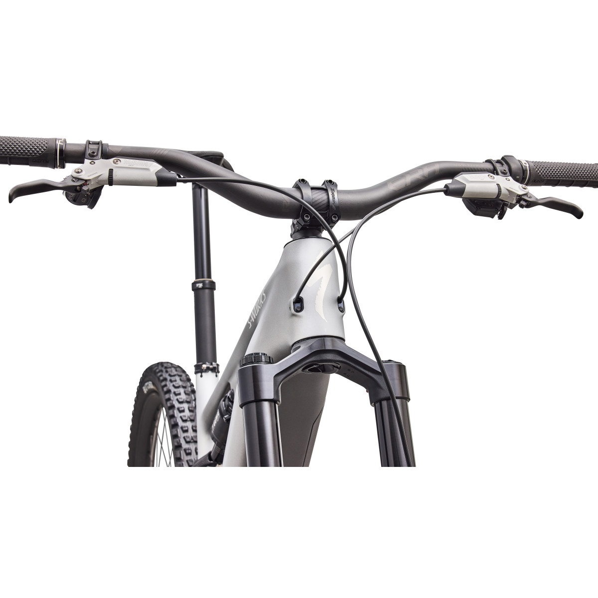 S-Works Turbo Levo 4 elektrinis dviratis | Satin Silver Dust - Black Pearl 