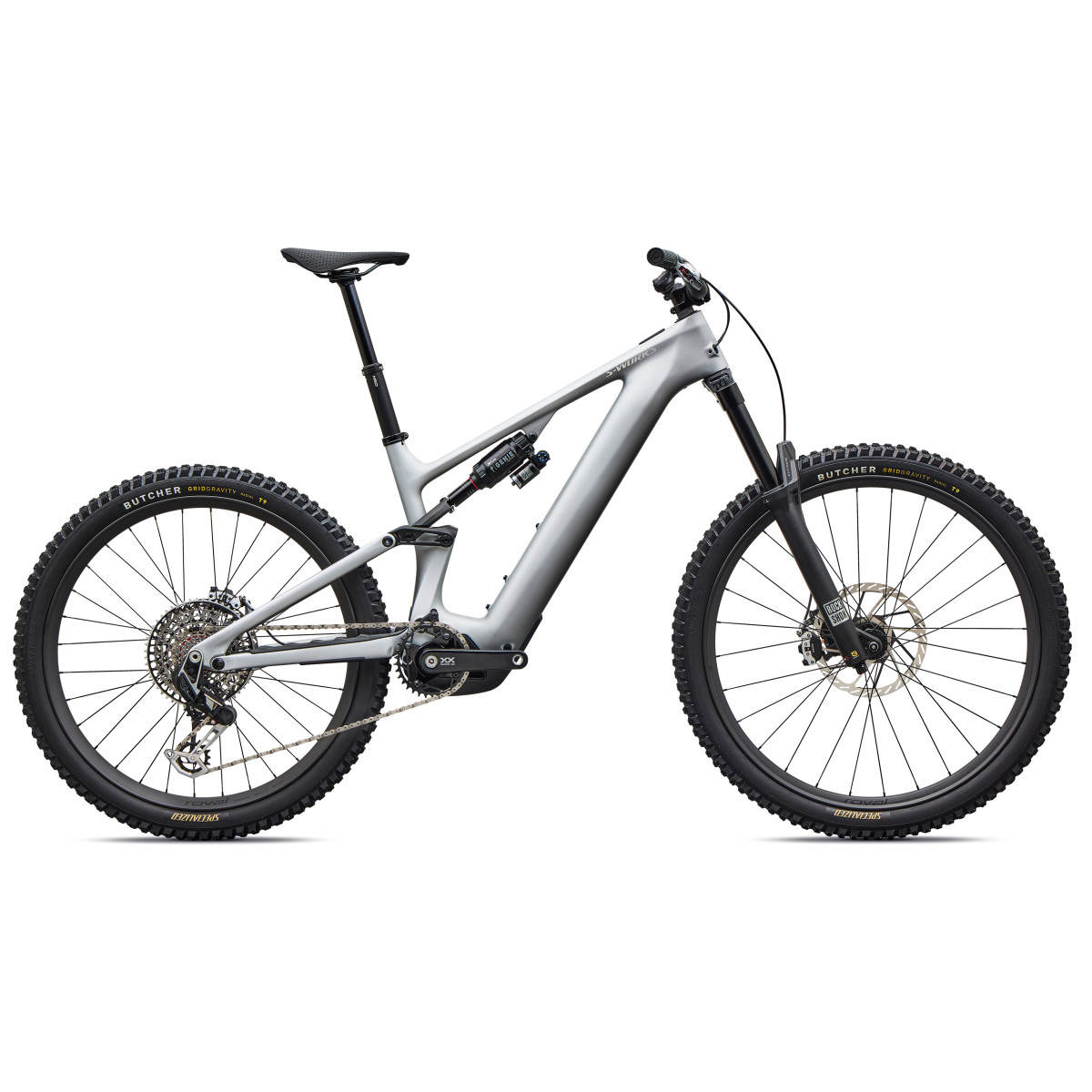 S-Works Turbo Levo 4 elektrinis dviratis | Satin Silver Dust - Black Pearl 