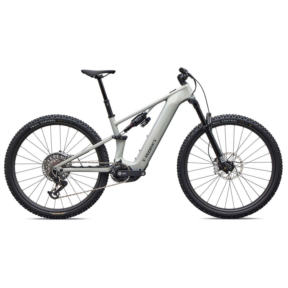 S-Works Turbo Levo R elektrinis dviratis | Gloss Dolomite - Viavi Silver Green Pear
