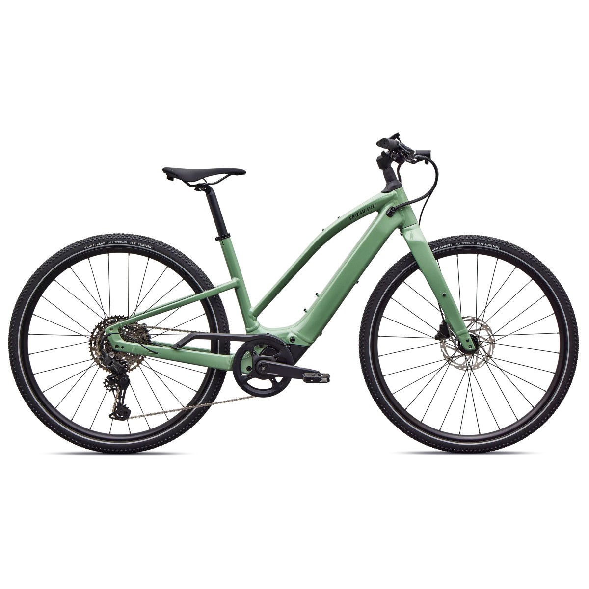 Specialized Turbo Vado SL 2 4.0 Step-Through elektrinis dviratis | Gloss Pistachio - Oak Green Metallic Frost Reflective