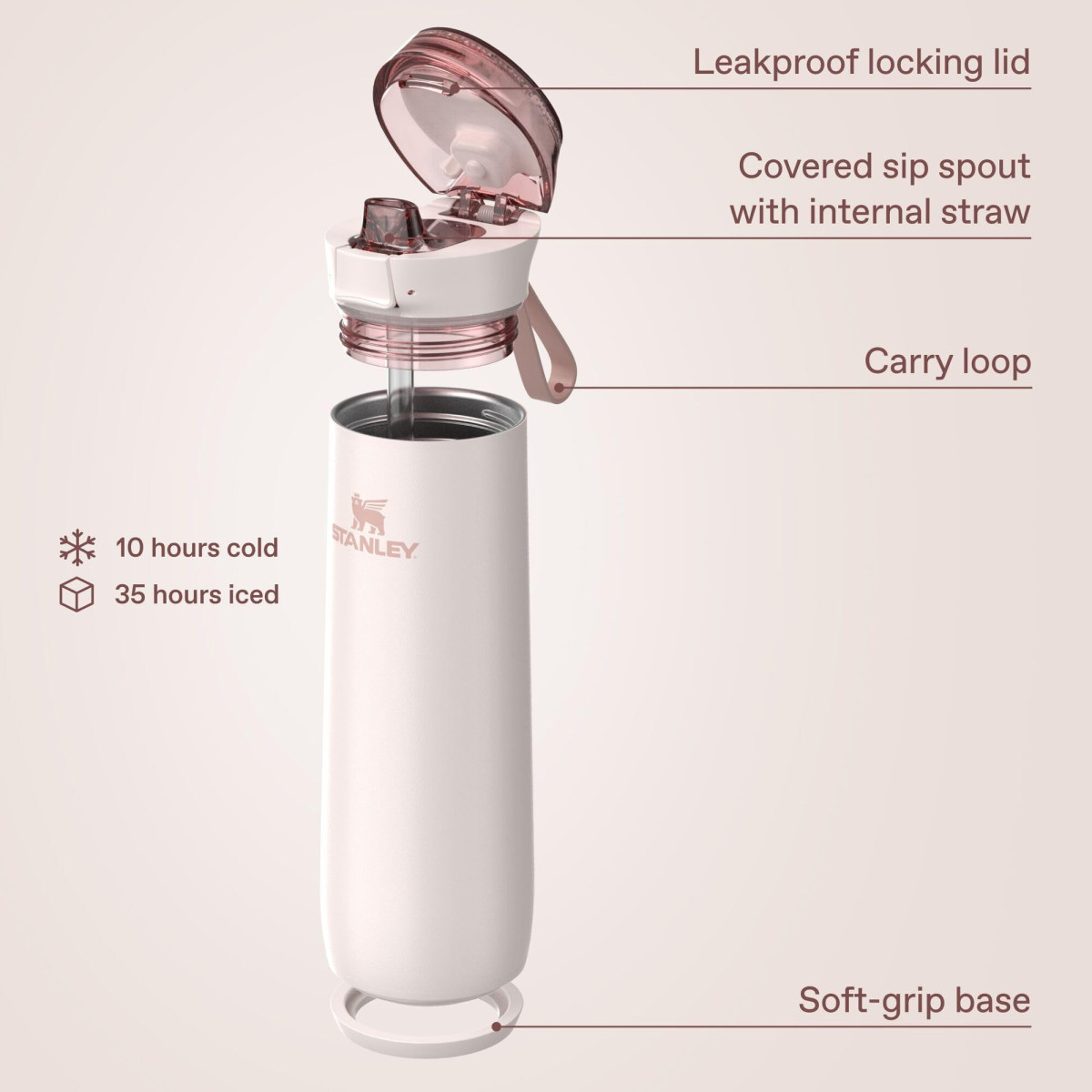 Stanley Flowstate™ Spring gertuvė | 590 ml | Rose Quartz