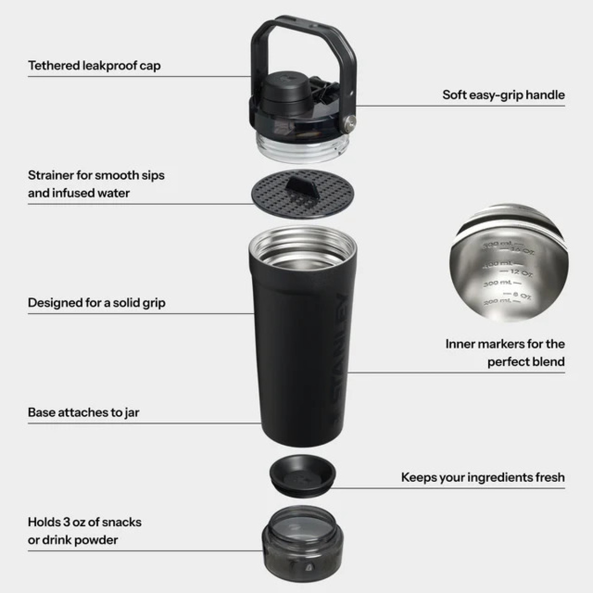 Stanley Vitalize™ Shaker gertuvė | 590 ml | Black 2.0