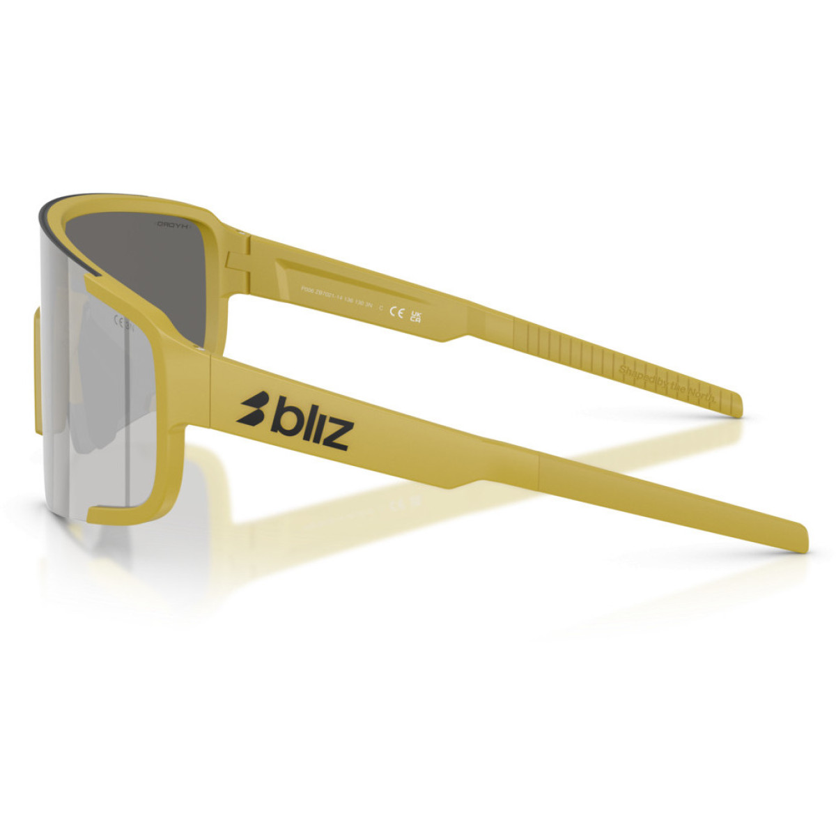 BLIZ P003 akiniai | Matte Amber Green - Smoke Silver Mirror