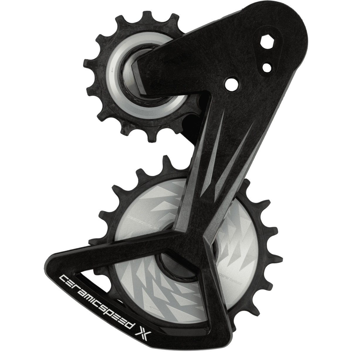 CeramicSpeed OSPW X ALPHA galinio pavarų perjungėjo ratukai su kojele | SRAM XPLR E1 | Silver