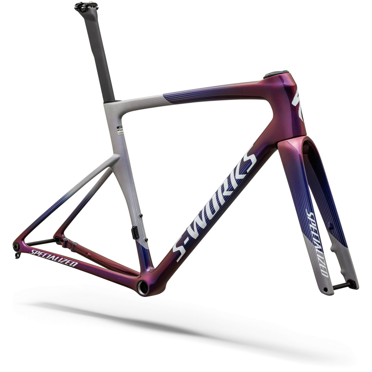 S-Works Tarmac SL9 Frameset | Gloss Dove Grey - Red to Blue Pearl - White Silver Metallic