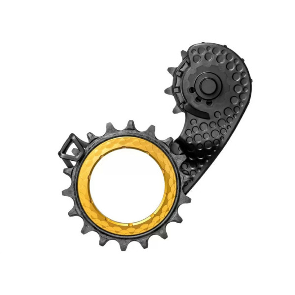 absoluteBlack HOLLOWcage® Shimano 9100/8000 Carbon Ceramic Oversized Derailleur Pulley Cage | Gold