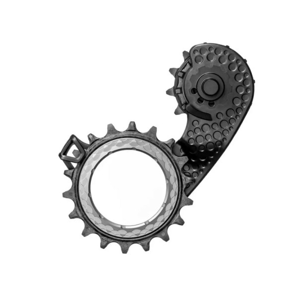 absoluteBlack HOLLOWcage® Shimano 9100/8000 Carbon Ceramic Oversized galinio perjungėjo kojelė su ratukais / Titanium