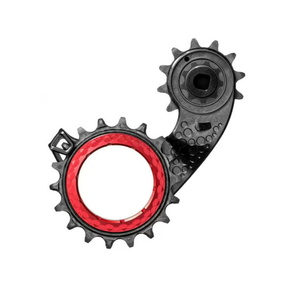 absoluteBlack HOLLOWcage® SRAM eTap AXS Carbon Ceramic Oversized Derailleur Pulley Cage | Red