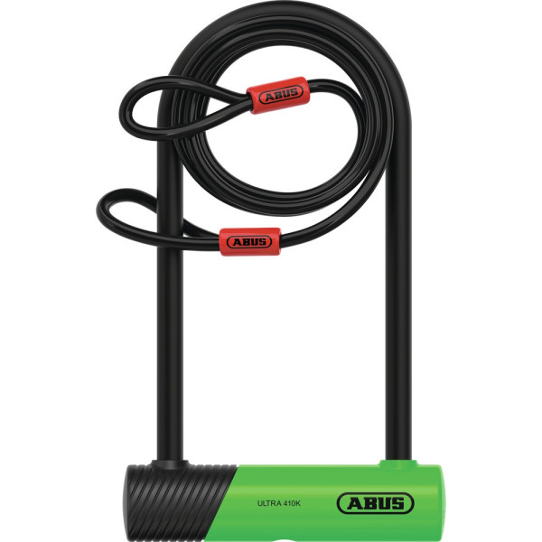 ABUS Ultra 410 Mini LS (5.5) + Cavo Cobra 10/120 Nero - Lucchetto A U In Acciaio Temprato Con Cilindro Antimanomissione