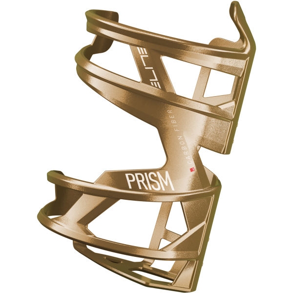 Elite Prism Carbon Bottle Cage | Left | Gold Metal - White