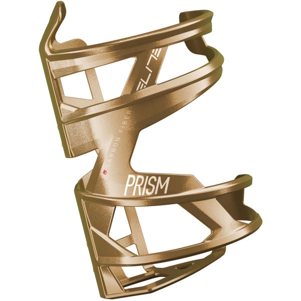 Elite Prism Carbon Bottle Cage | Right | Gold Metal - White