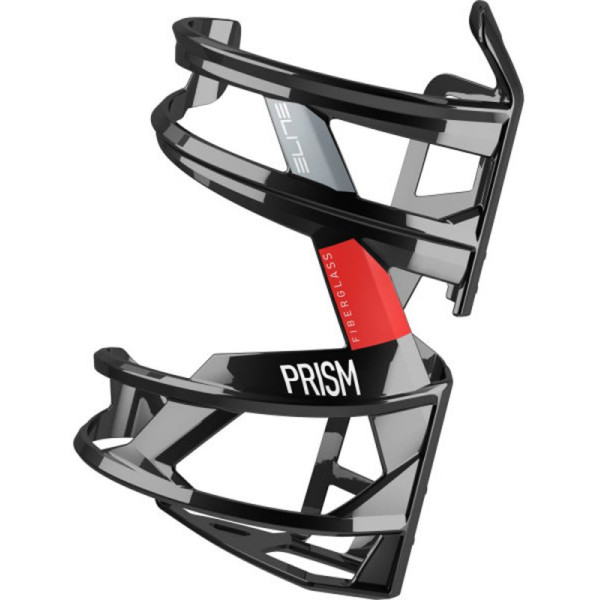 Elite Prism Bottle Cage | Left | Glossy Black - Red