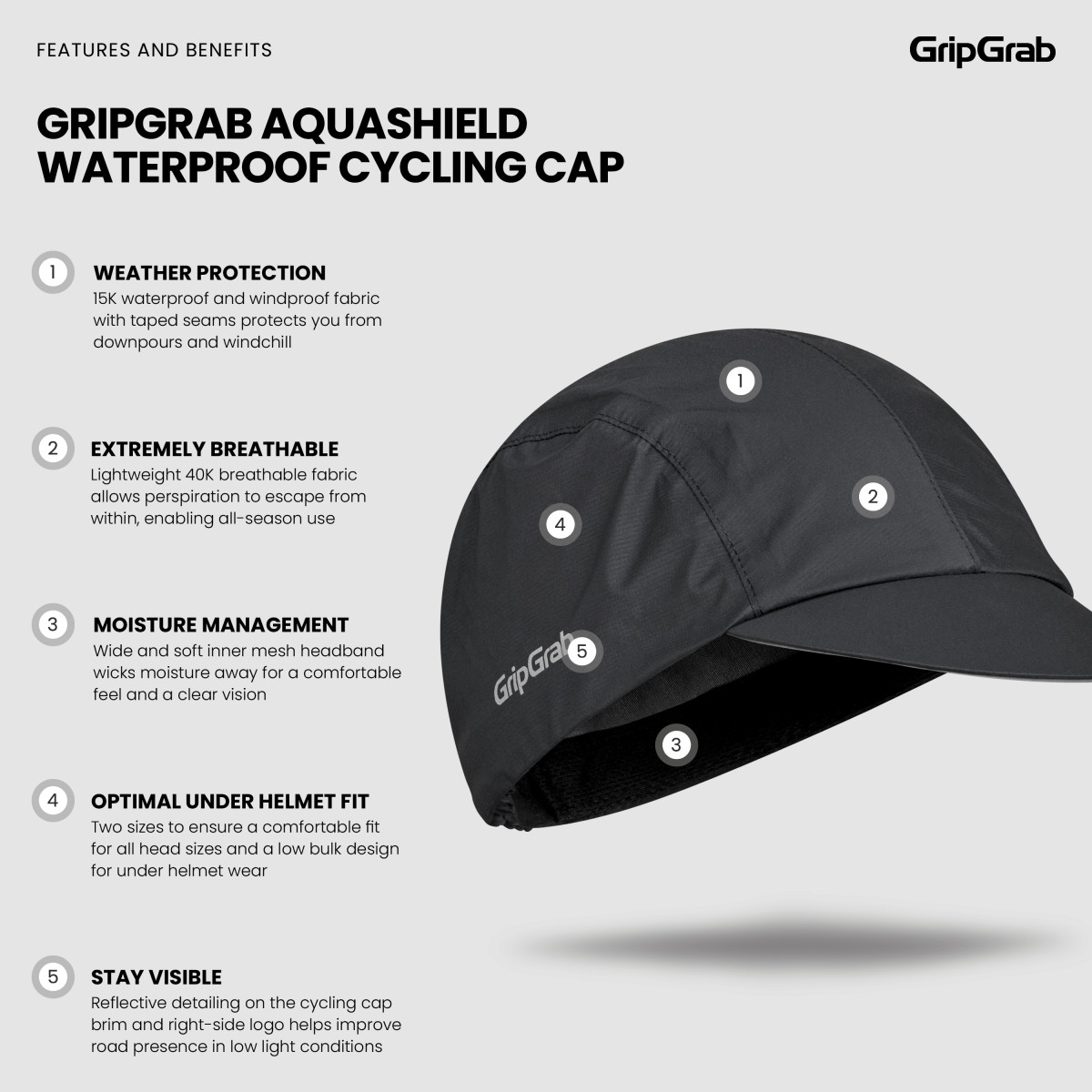 GripGrab AquaShield Waterproof kepurė / Black