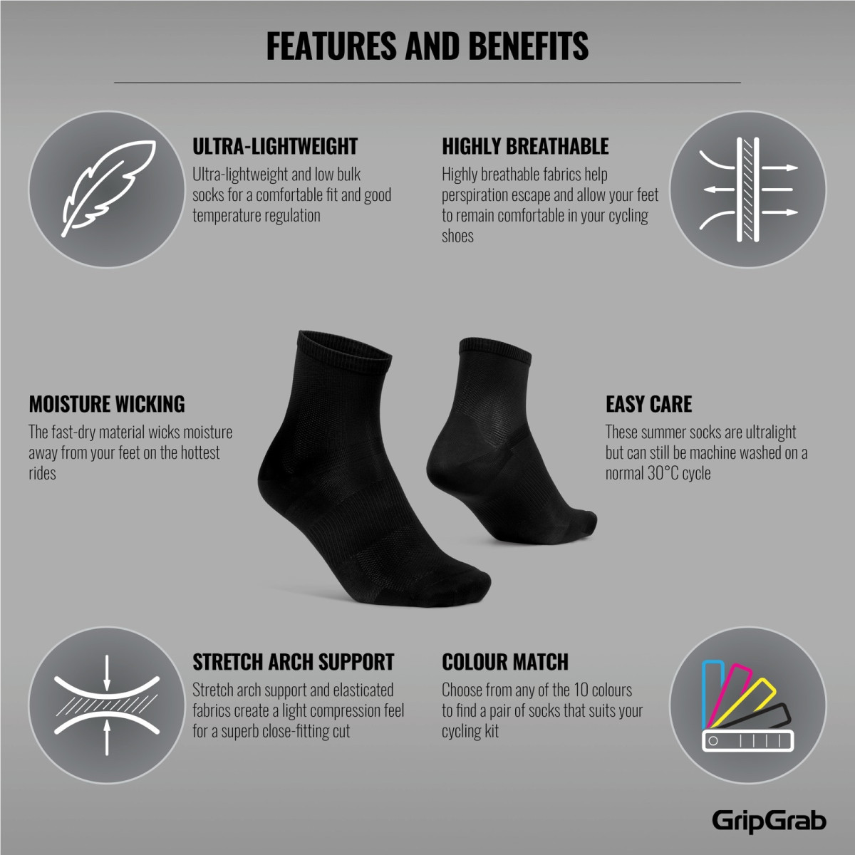 GripGrab Lightweight Airflow Short kojinės | Black GripGrab Lightweight Airflow Short kojinės | Black