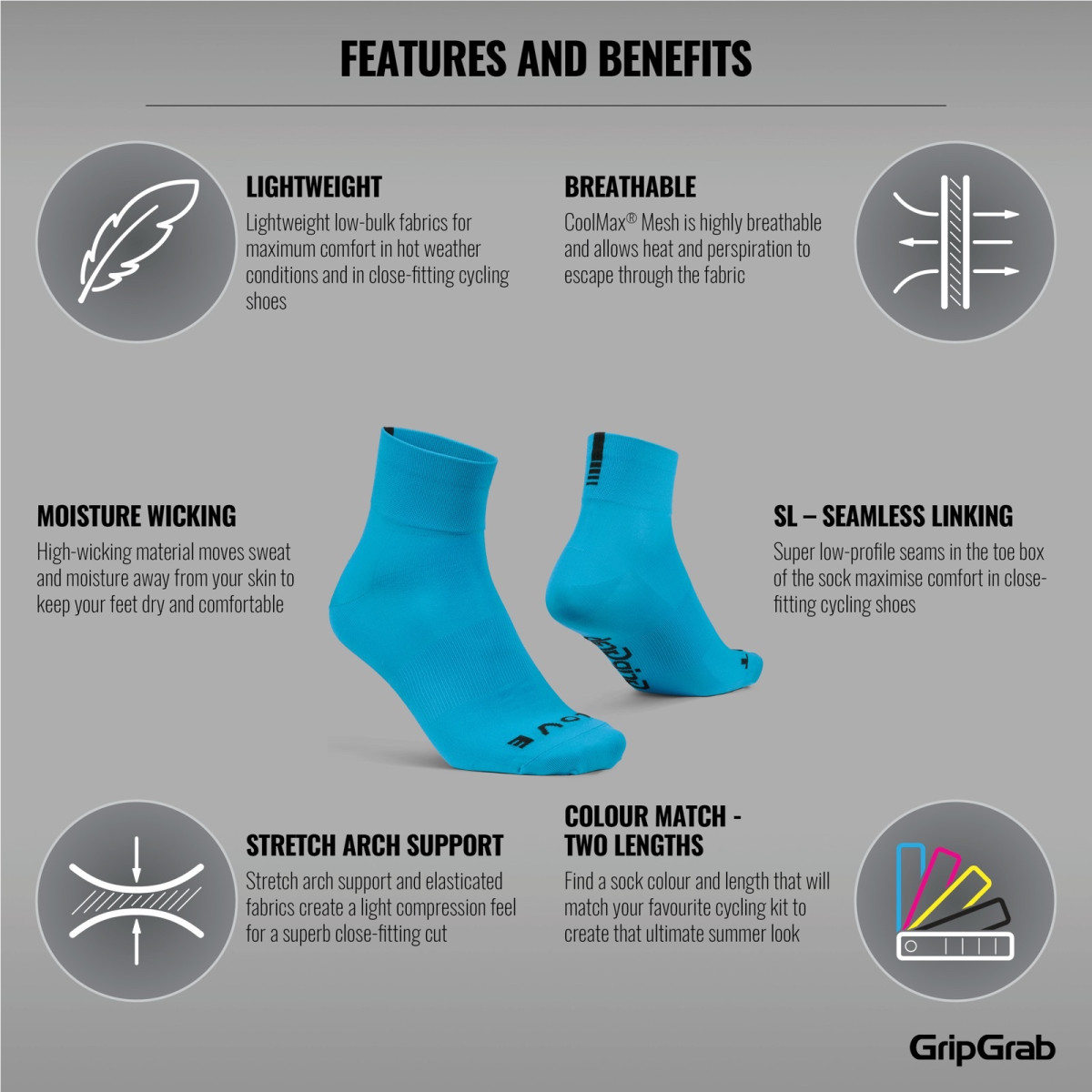 GripGrab Lightweight SL Short kojinės | Blue GripGrab Lightweight SL Short kojinės | Blue