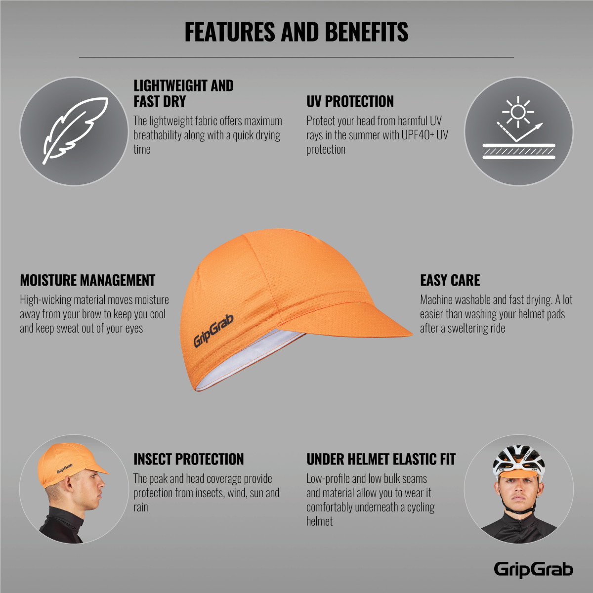 GripGrab Lightweight vasarinė kepurė / Orange-Black