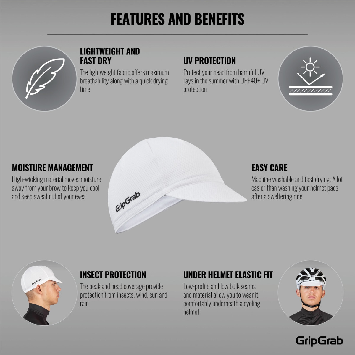 GripGrab Lightweight vasarinė kepurė | White GripGrab Lightweight vasarinė kepurė | White