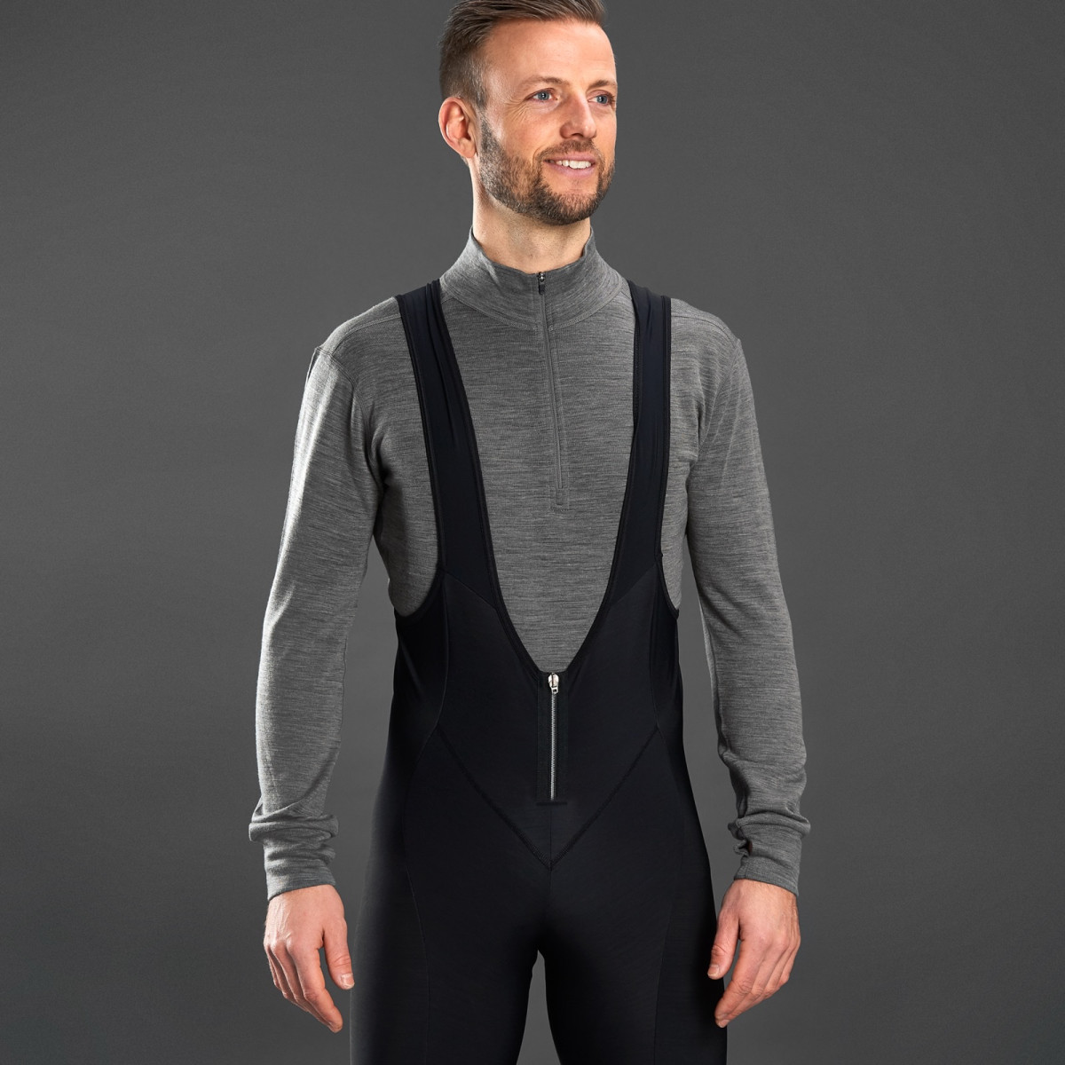 GripGrab Merino Bamboo 1/2 Zip termo marškinėliai | Grey GripGrab Merino Bamboo 1/2 Zip termo marškinėliai | Grey