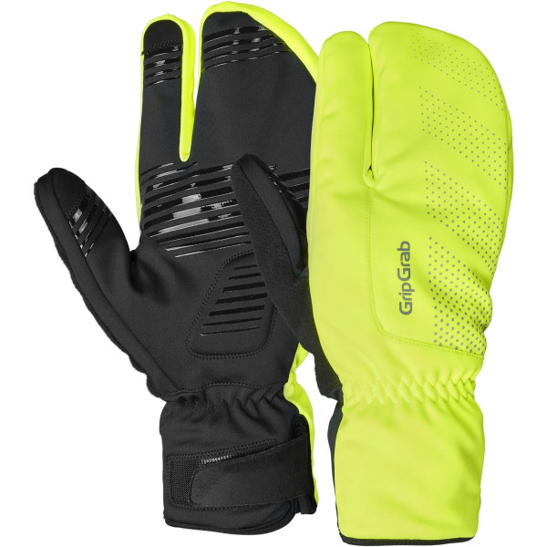 GripGrab Ride Windproof Deep Winter Lobster pirštinės | Yellow Hi-Vis