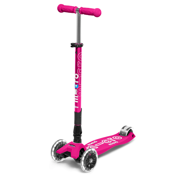 Maxi Micro Deluxe LED Foldable Scooter | Shocking Pink