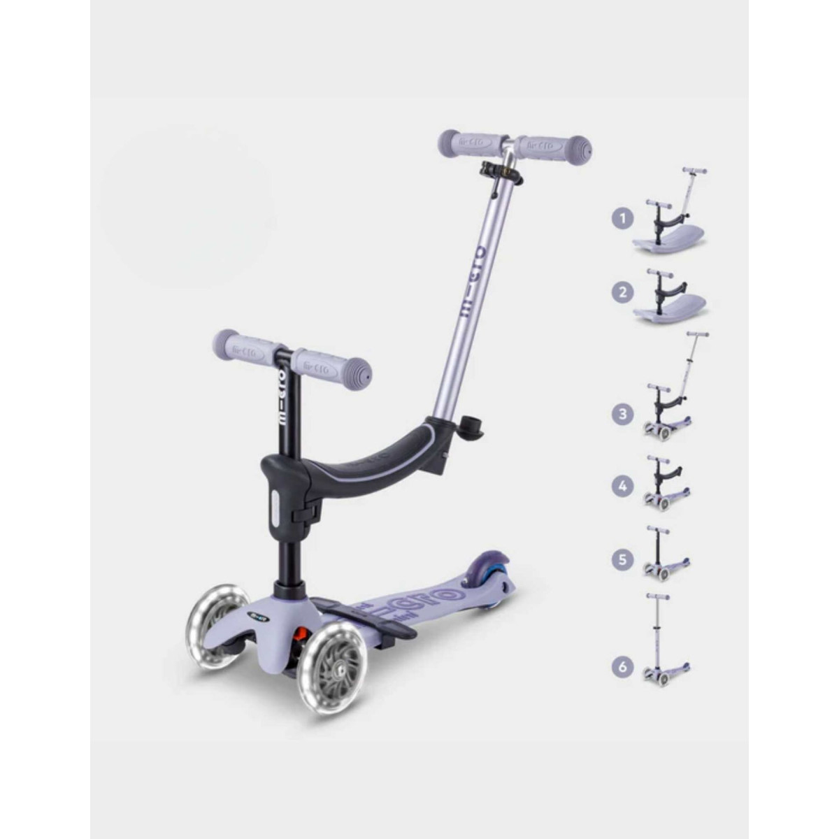 Micro Mini2Grow 2 Deluxe LED Scooter | Lavender Mist