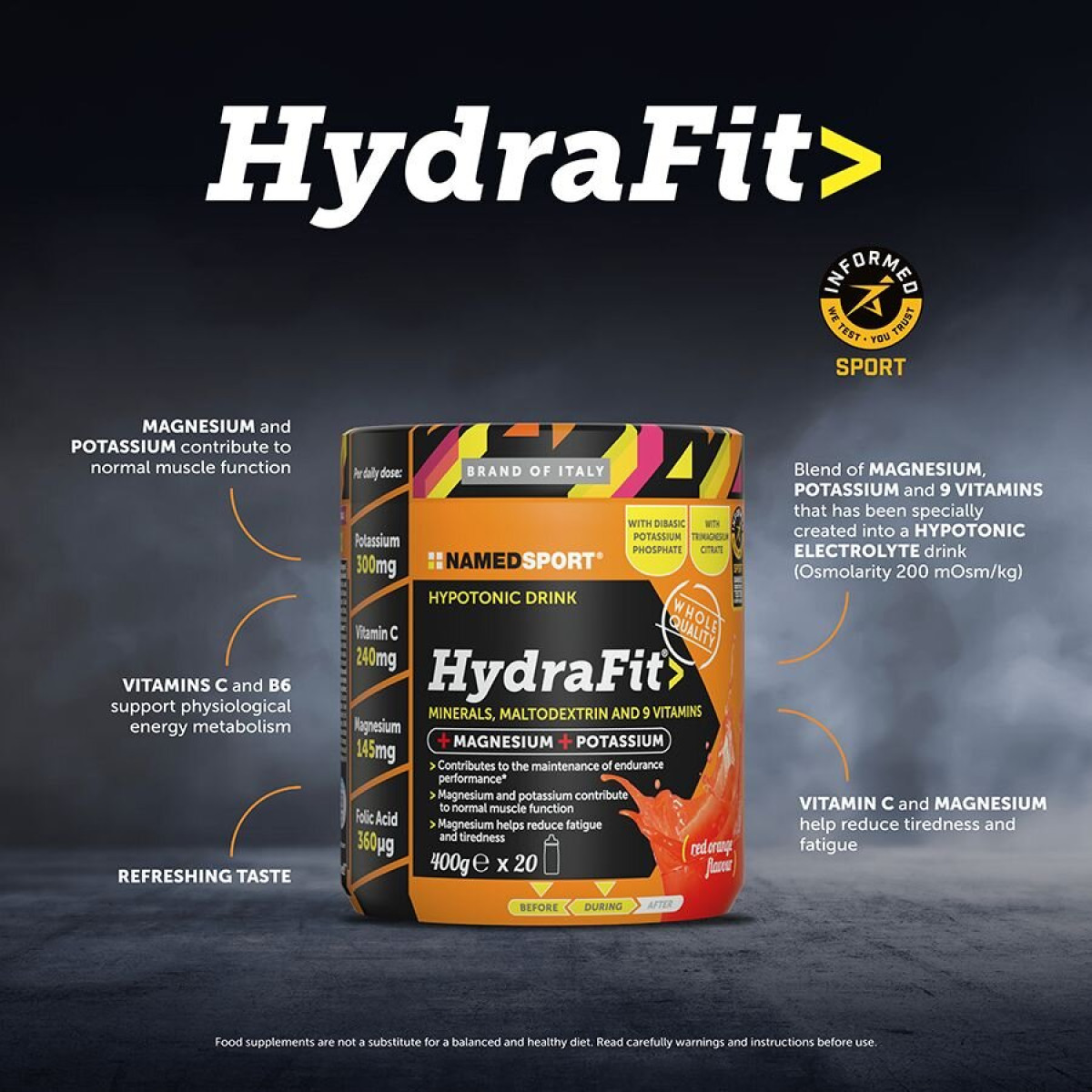 NamedSport Hydrafit Electrolyte Drink | 400 g | Red Orange NamedSport Hydrafit Electrolyte Drink | 400 g | Red Orange