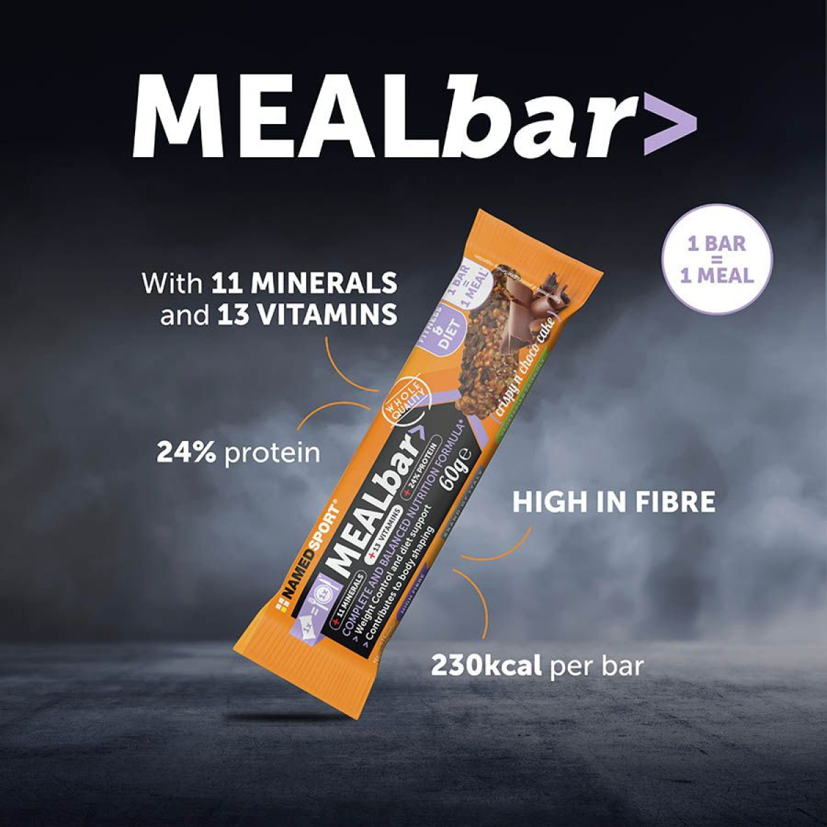 NamedSport MEALbar batonėlis | 60 g | Crispy n' Choco Cake