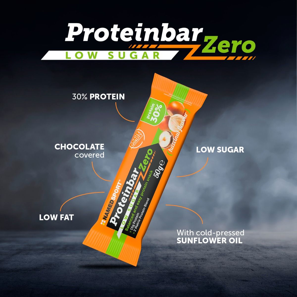 NamedSport Proteinbar Zero baltyminis batonėlis | 50 g | Hazelnut