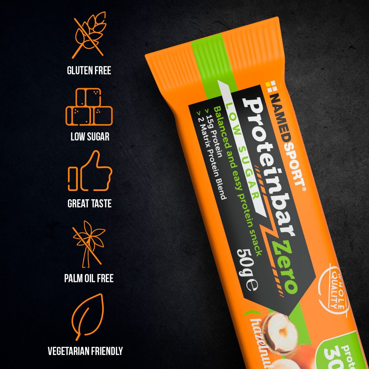 NamedSport Proteinbar Zero baltyminis batonėlis | 50 g | Hazelnut