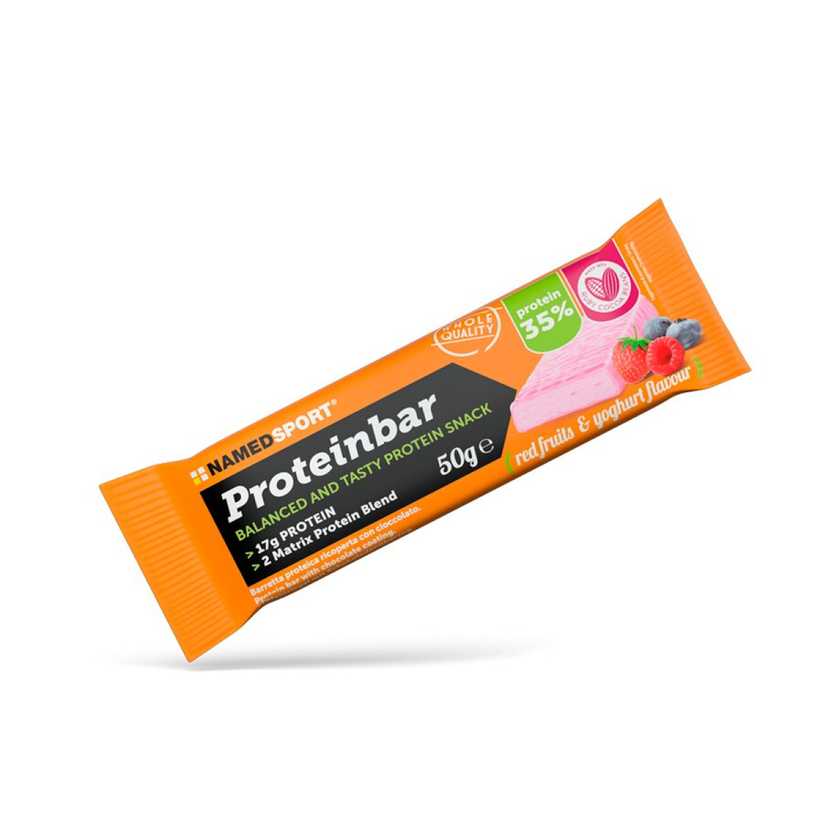 NamedSport Red Fruits & Yoghurt baltyminis batonėlis, 50 g NamedSport Red Fruits & Yoghurt baltyminis batonėlis, 50 g