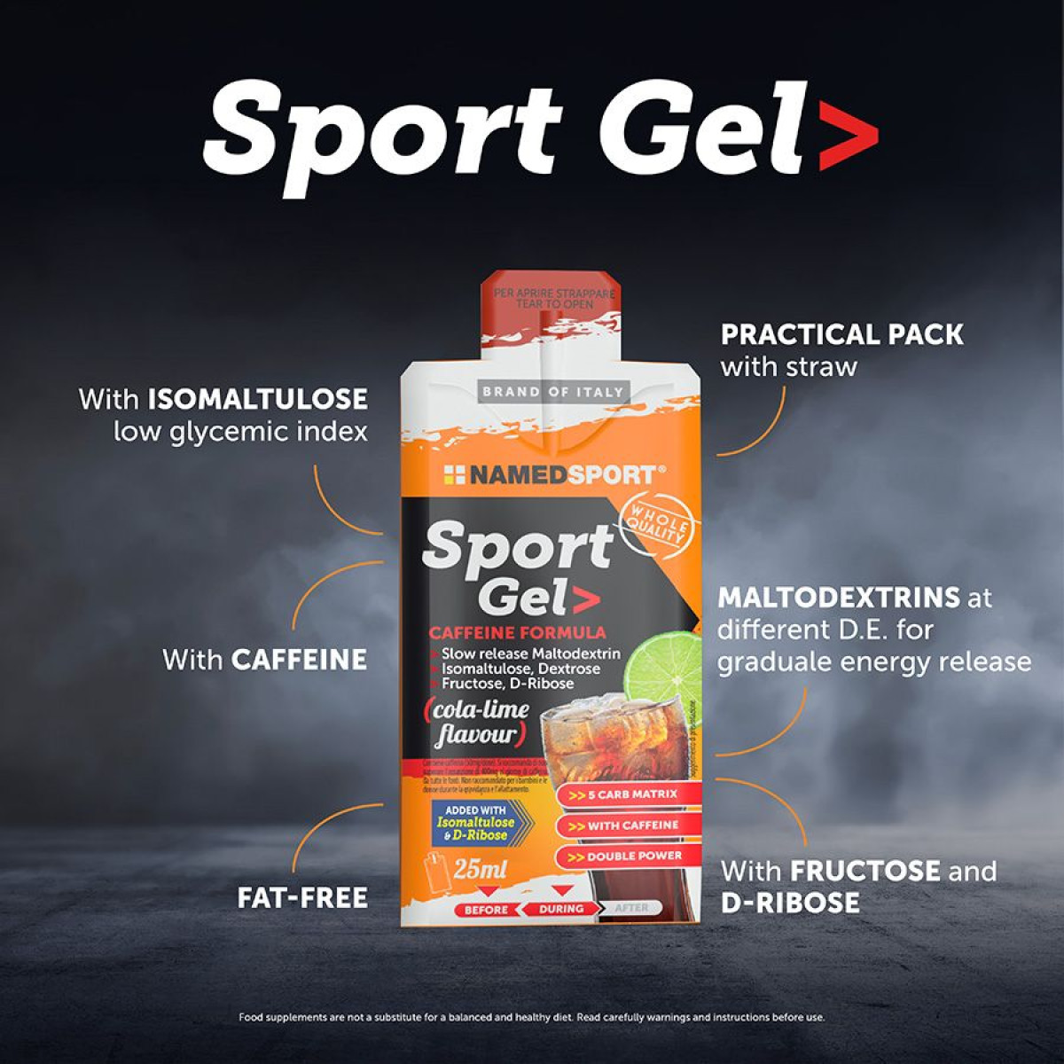 NamedSport Sport energetinis gelis | 25 ml | Cola - Lime
