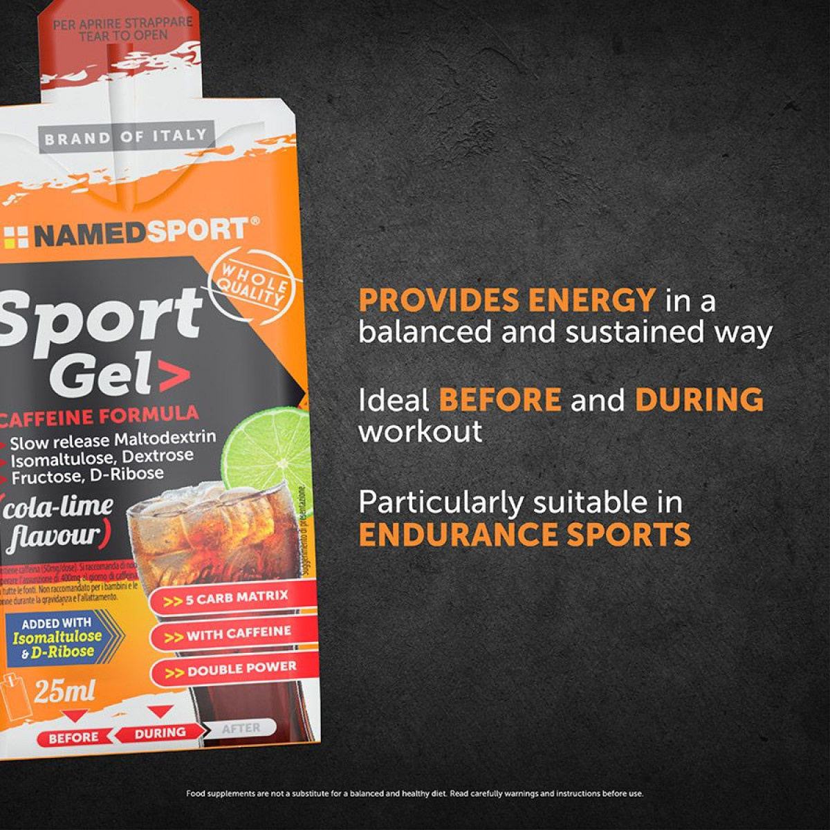 NamedSport Sport energetinis gelis | 25 ml | Cola - Lime
