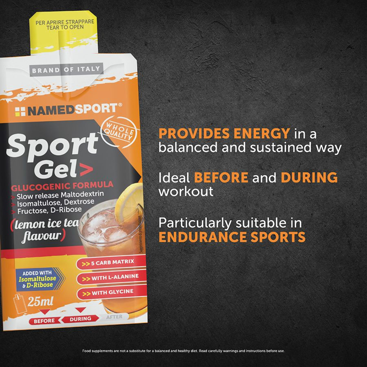NamedSport Sport energetinis gelis | 25 ml | Lemon - Ice Tea