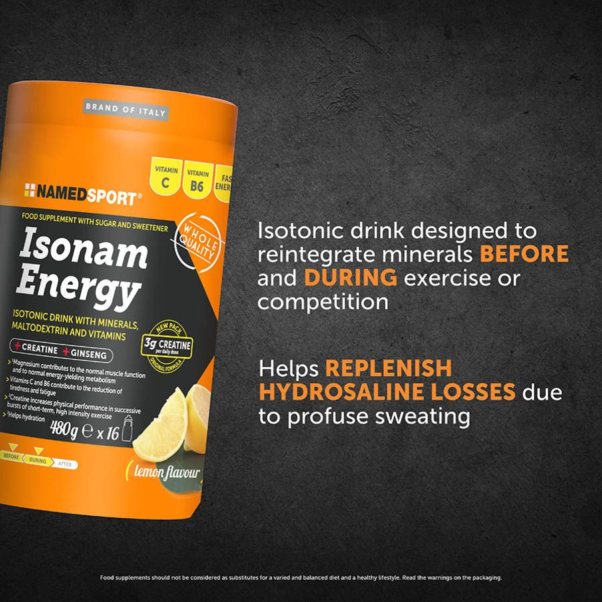 NemedSport Isonam Energy izotoninis gėrimas | 480 g | Lemon