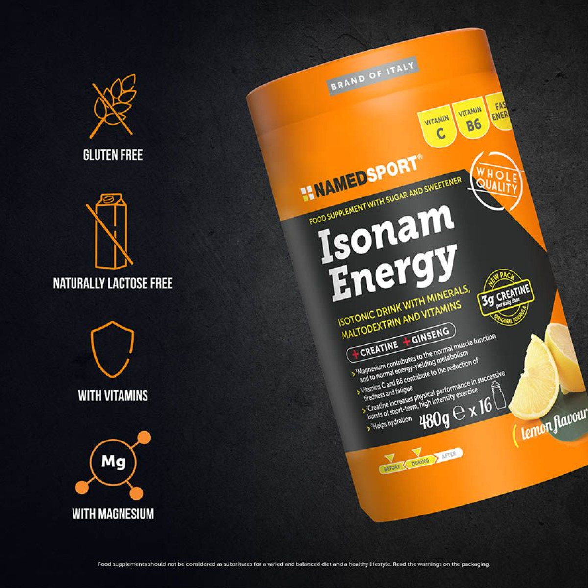 NemedSport Isonam Energy izotoninis gėrimas | 480 g | Lemon