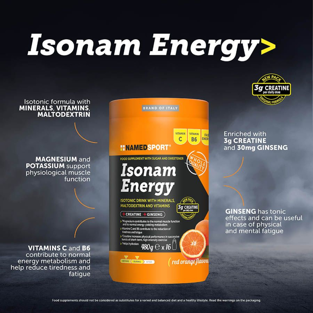 NemedSport Isonam Energy izotoninis gėrimas | 480 g | Orange