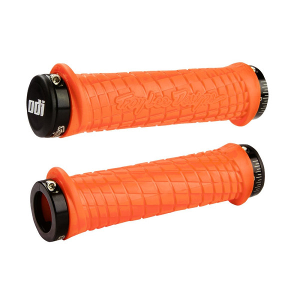 ODI Troy Lee Designs Lock-On Grips | Fluorescent Orange - Black