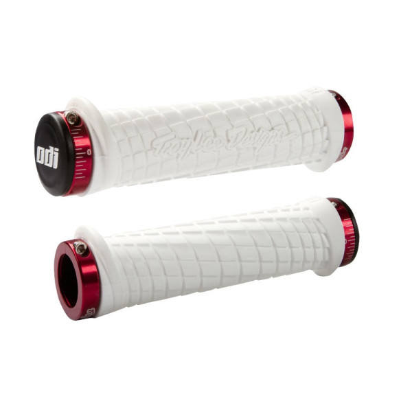 ODI Troy Lee Designs Lock-On Grips | White - Red