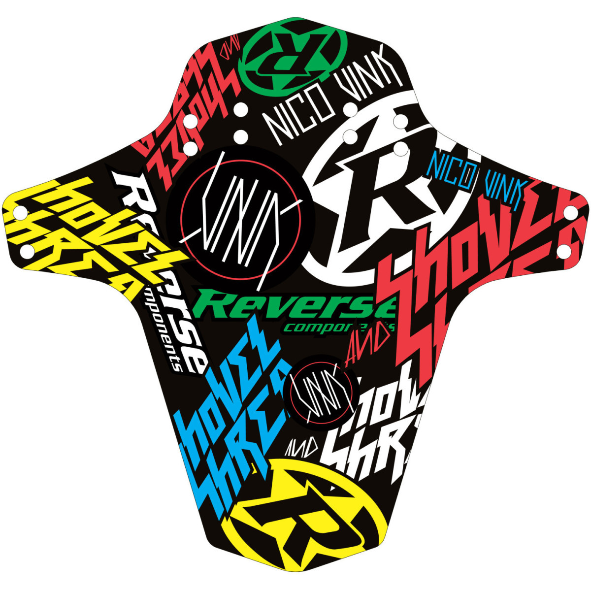 Reverse Nico Vink Stickerbomb Mudfender | Black - Colorful