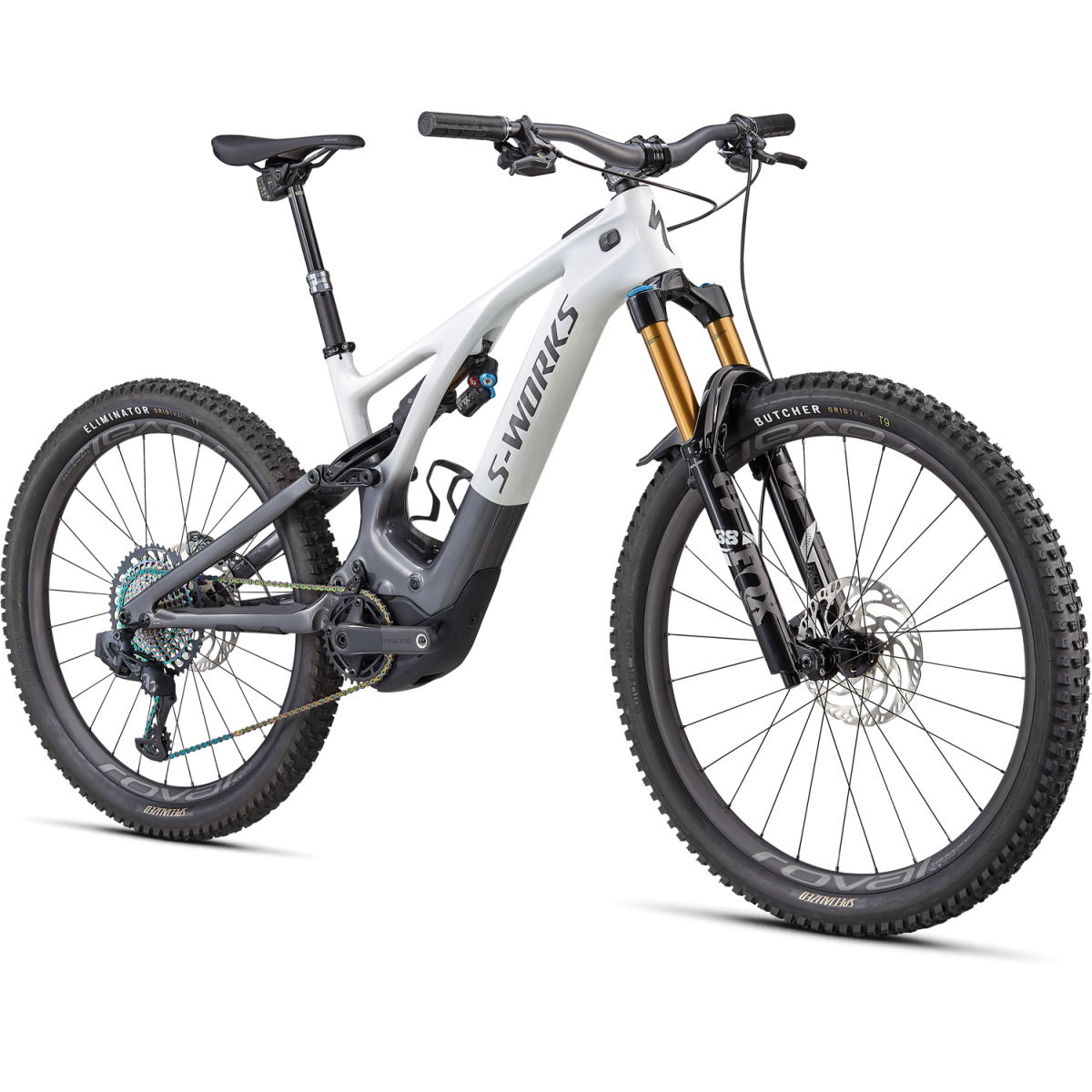S-Works Turbo Levo elektrinis dviratis / Metallic White Silver - Chrome