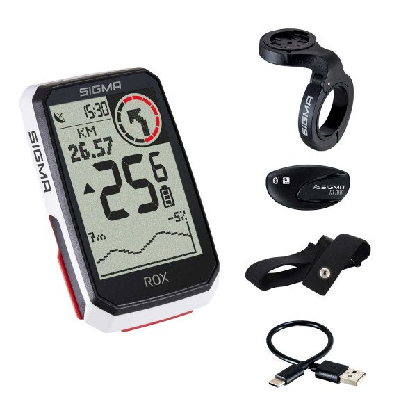 Sigma Sport ROX 4.0 GPS HR Bike Computer Bundle | White