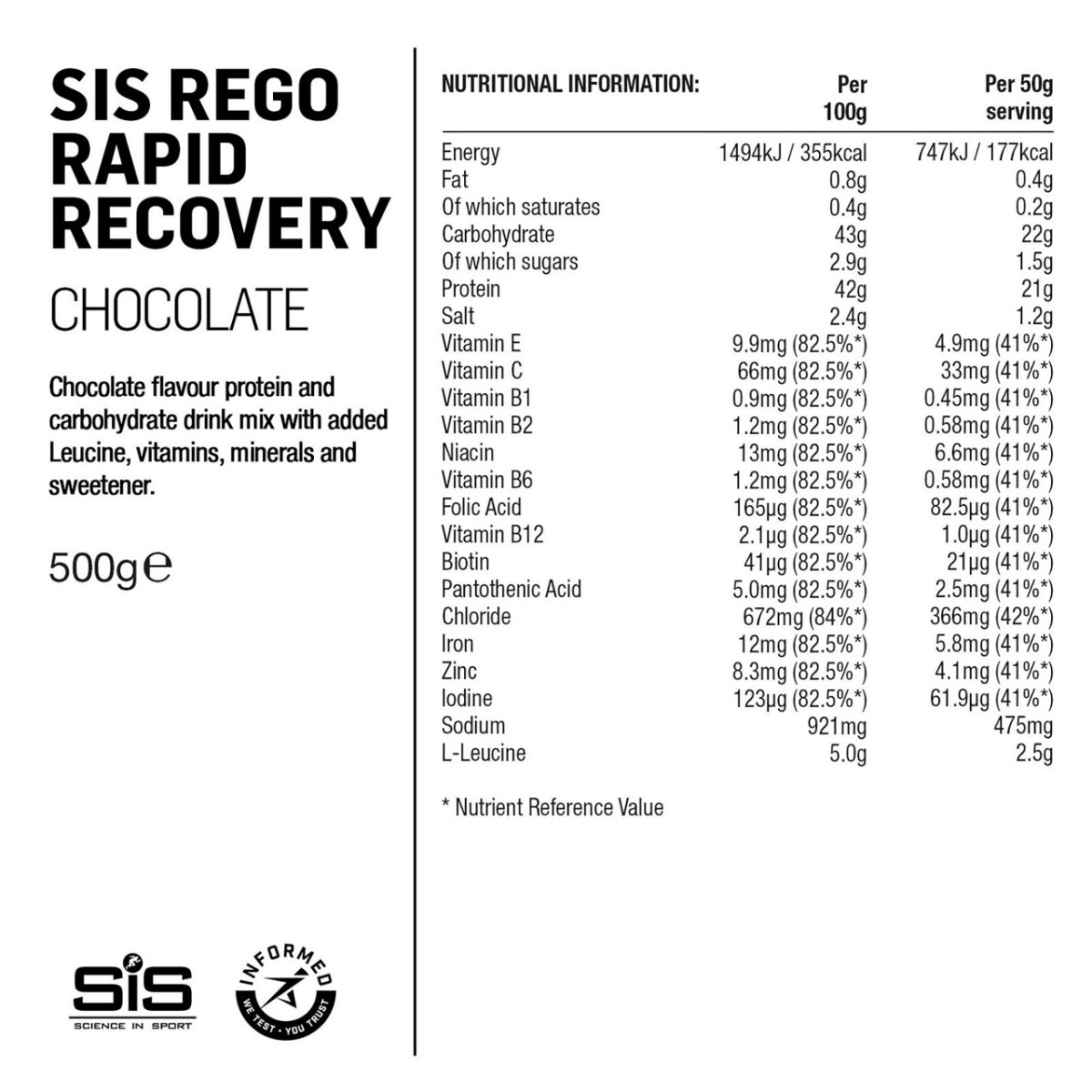 SIS Rego Rapid Recovery gėrimas | 500g | Chocolate SIS Rego Rapid Recovery gėrimas | 500g | Chocolate