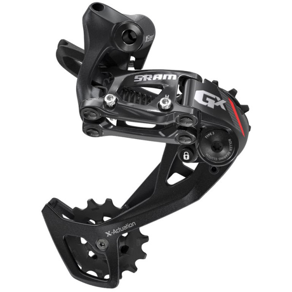 SRAM GX galinis pavarų perjungėjas - Long Cage, 2x11 pavarų | Black - Red