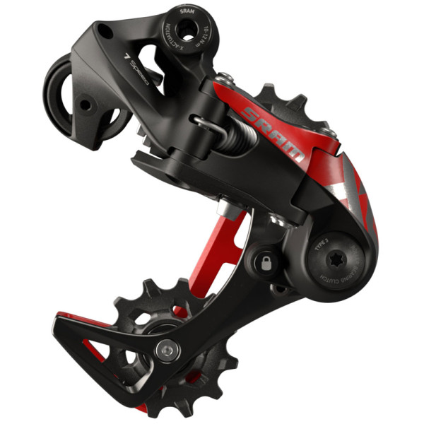 SRAM X01 DH X-HORIZON™ galinis pavarų perjungėjas - Medium Cage, 7 pavarų | Black - Red