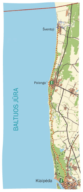 Klaipėda–Palanga–Šventoji maršruto žemėlapis